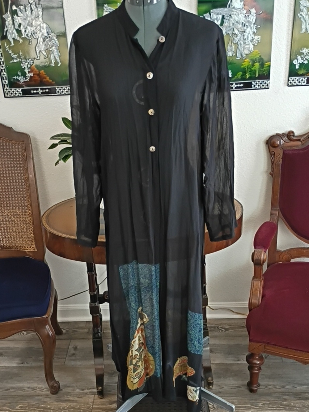 Citron Black Silk Sheer Jacket Size Medium